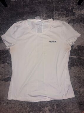 adidas White Short-Sleeve Athletic Tee for Women